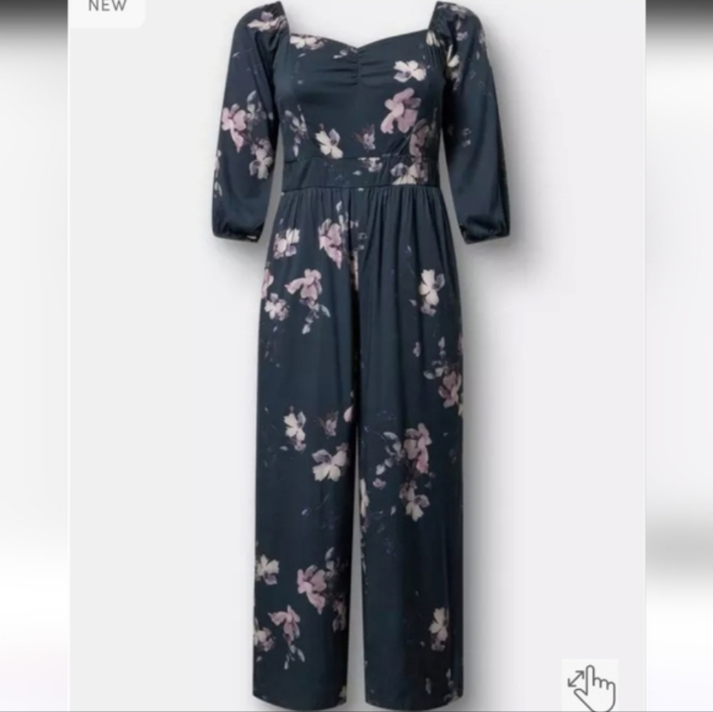 Torrid Navy Blue Floral Jumpsuit